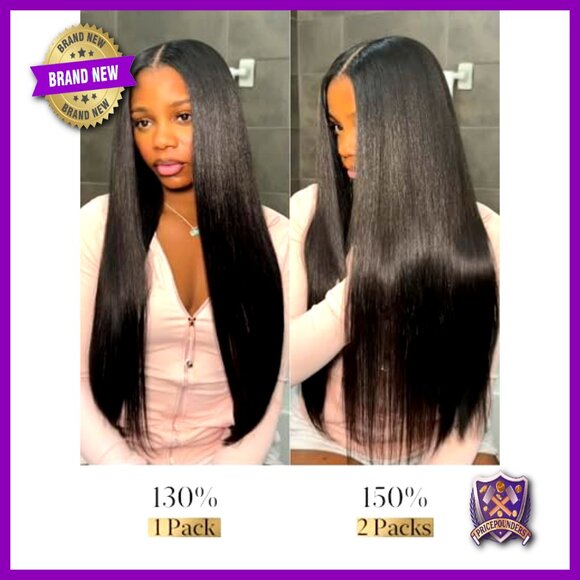 20 Inch Real Human Hair Clip In Extensions 7 Piece Set Yaki Straight main image 5